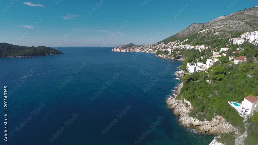Aerial of Dubrovnik's coast and Lokrum Island Aerial of Dubrovnik's coast and Lokrum Island
