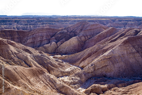 View of Many Canyons and Washes in Golden Light in the Borrego Badlands in the Anza Borrego Desert State Park photo