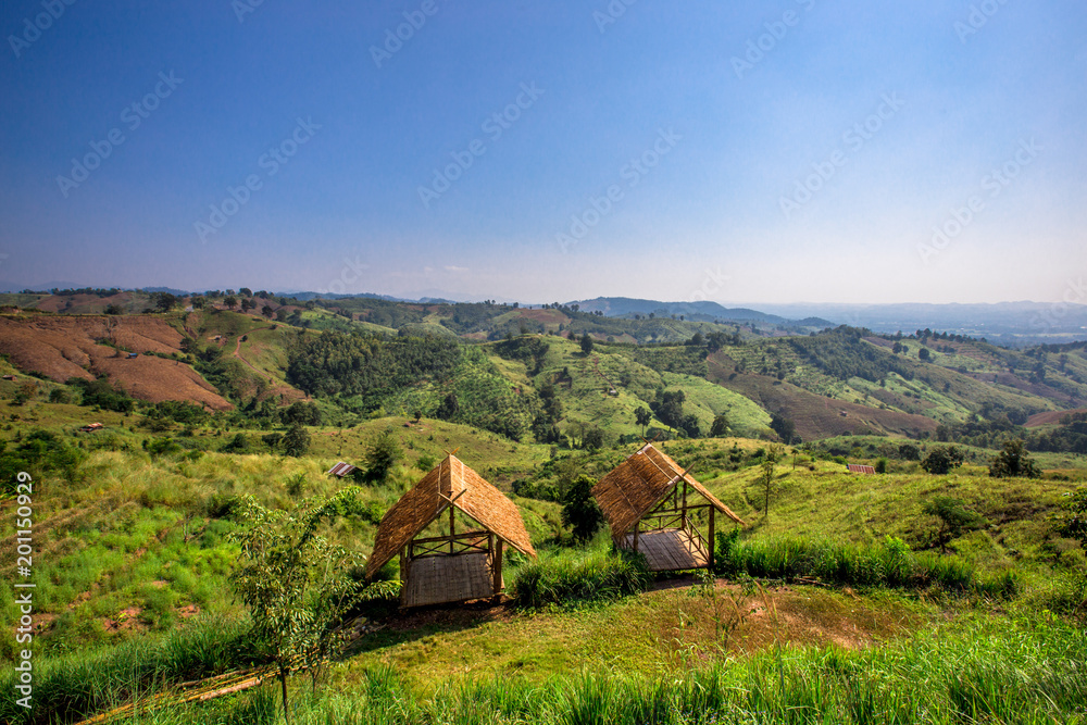 Hillside cottage It is a scenic view of Nan province, Thailand.