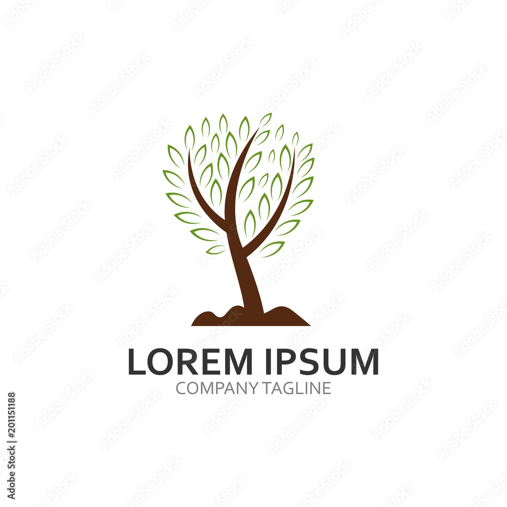 Obraz premium tree ecology logotype modern leaf icon illustration