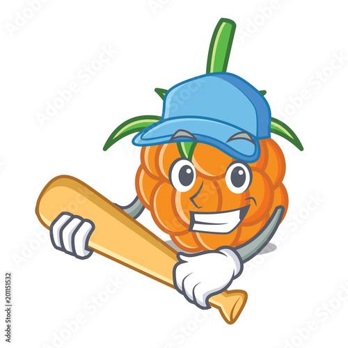 Playing baseball cloudberry character cartoon style