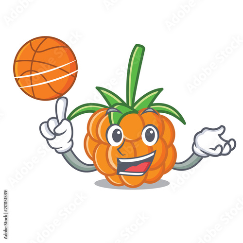 With basketball cloudberry character cartoon style