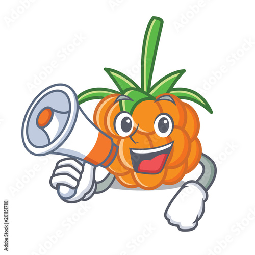 With megaphone cloudberry character cartoon style