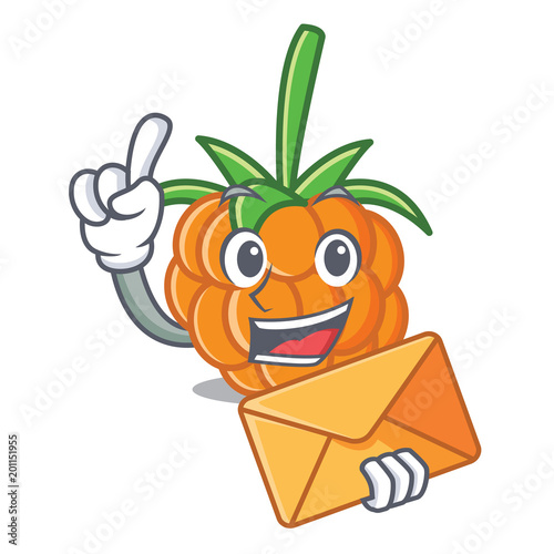 With envelope cloudberry character cartoon style