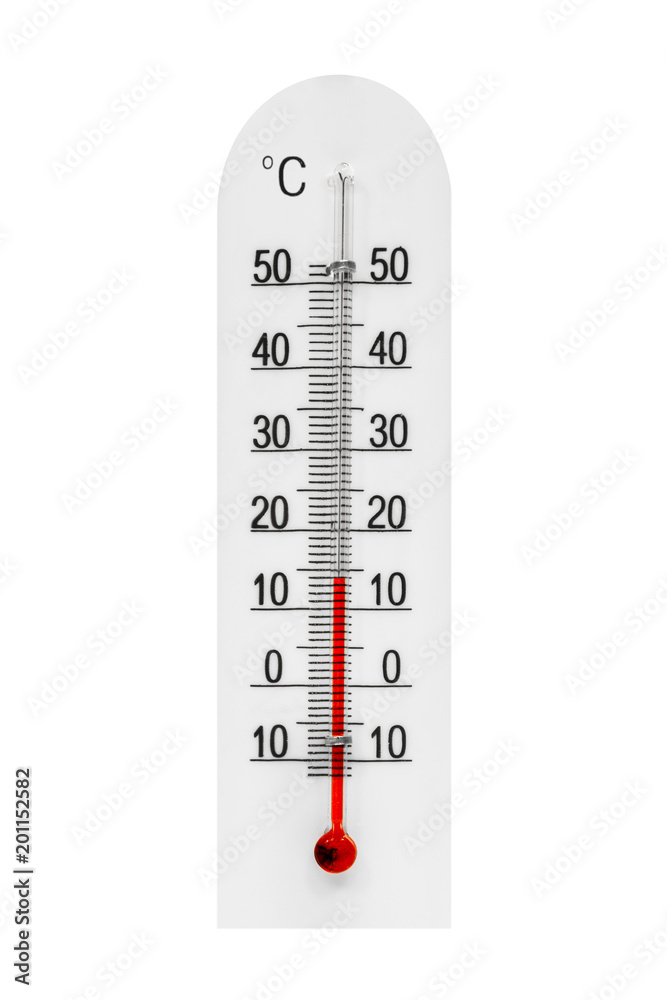 Fahrenheit scale thermometer isolated on a white background. Ambient  temperature minus 14 degrees Stock Photo