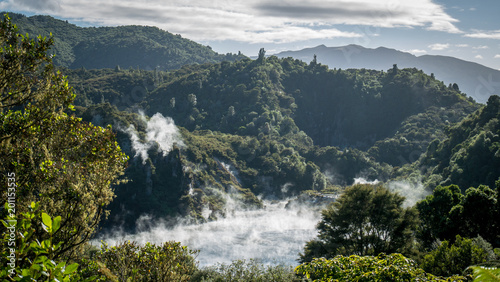Waimangu Volcanic Rift Valley in Rotorua region, Frying pan lake, North Island of New Zealand