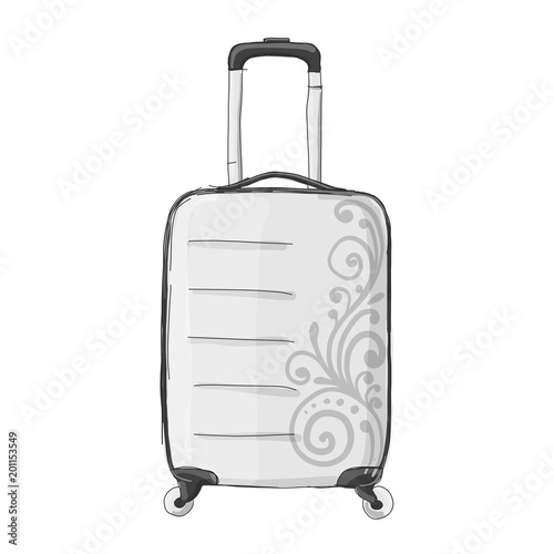 Travel suitcase mockup, sketch for your design