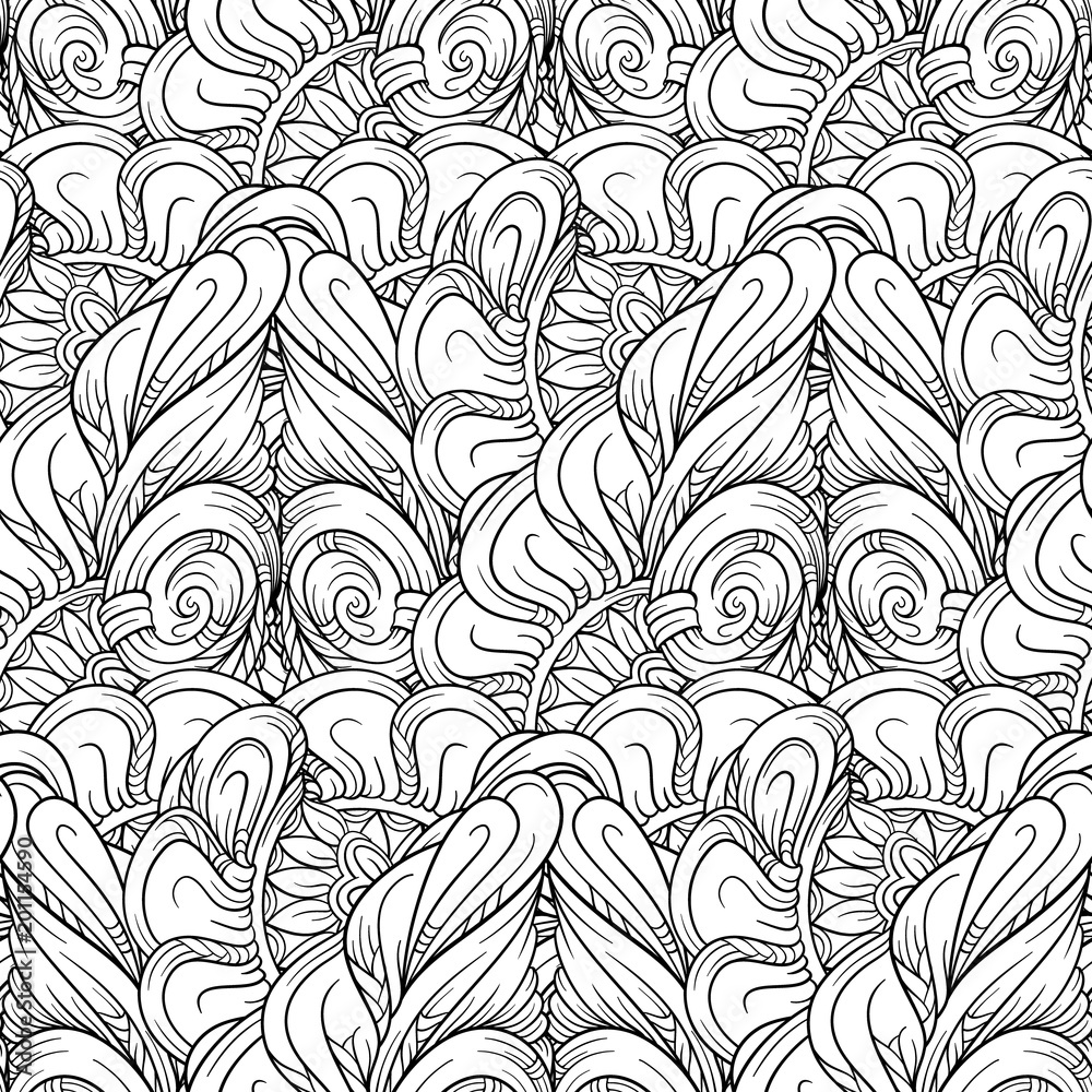 Fototapeta Black and white abstract seamless pattern.