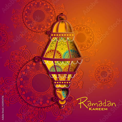 Islamic celebration background with text Ramadan Kareem