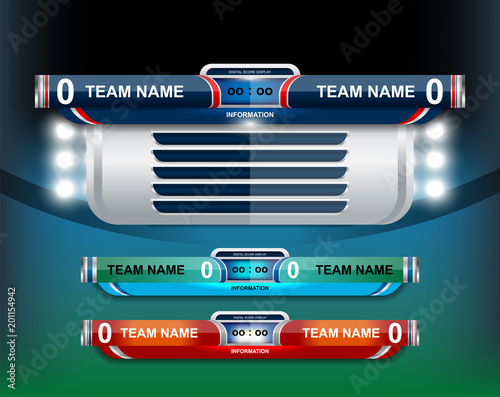 Vector Illustration Graphic of Scoreboard Broadcast and Lower Thirds Template for sport soccer and football