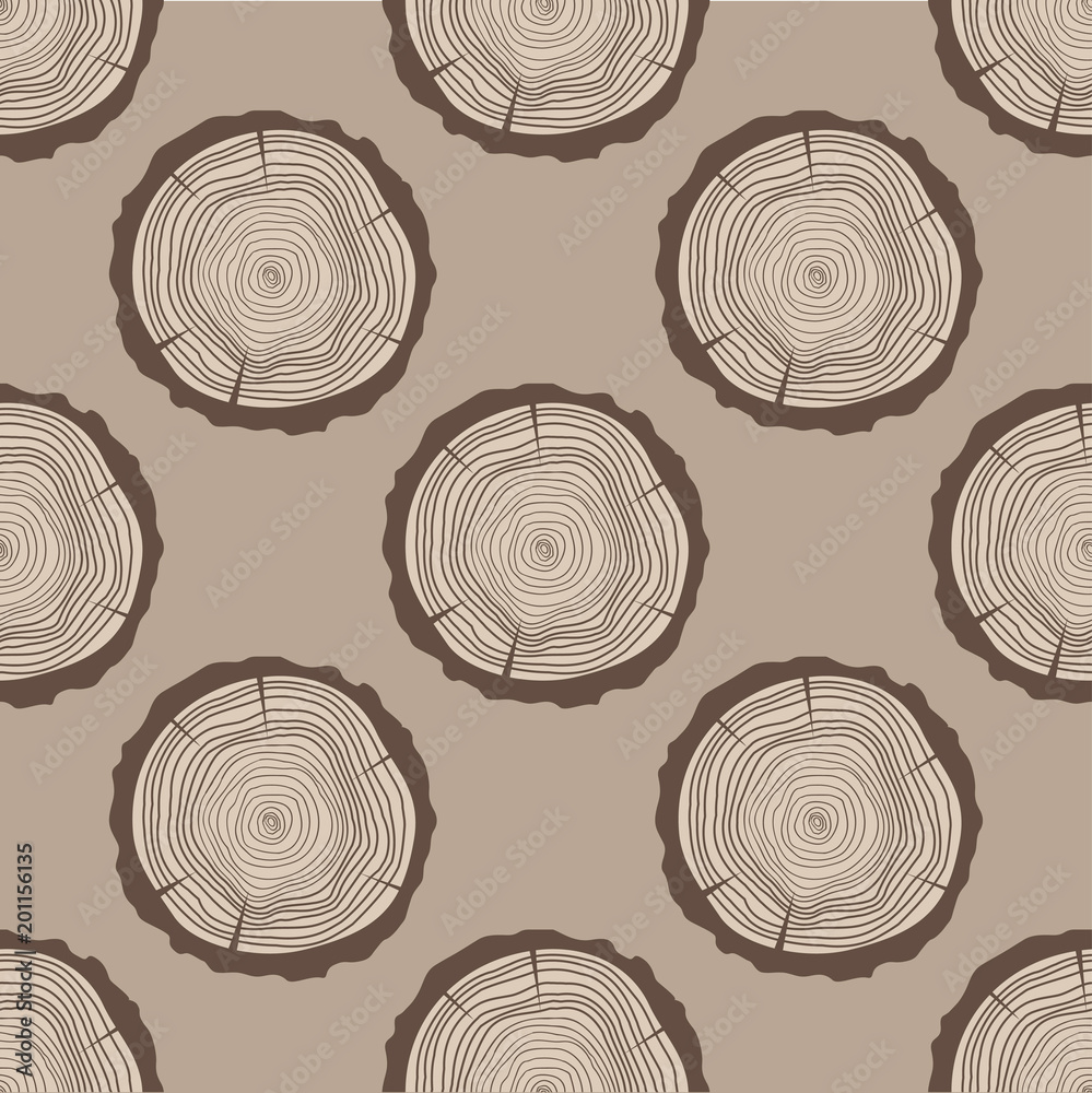 Tree rings. Seamless pattern. Set of tree rings on isolation background ...
