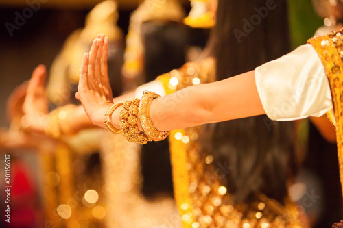 Graceful hands of Apsara Khmer dance depicting the Ramayana epic.