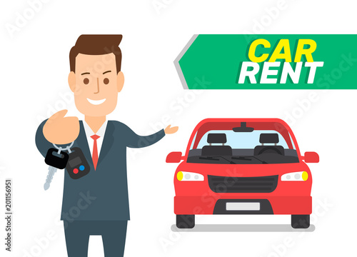 rent a car seller holding keys