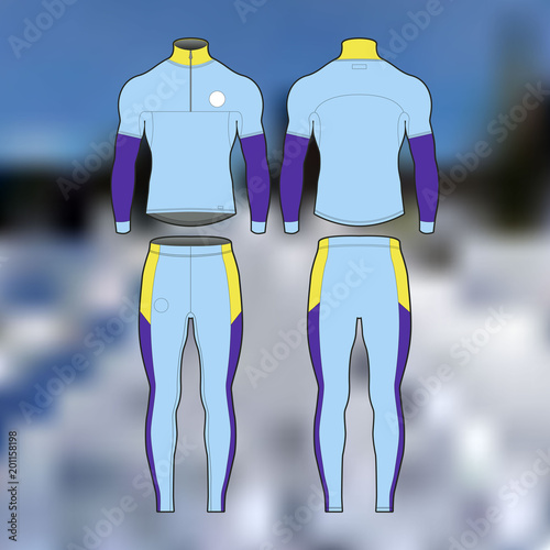 Professional sports uniform for cross-country skiing. Isolated image.