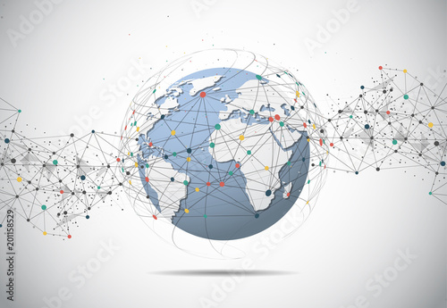 Global network connection. World map point and line composition concept of global business. Vector Illustration