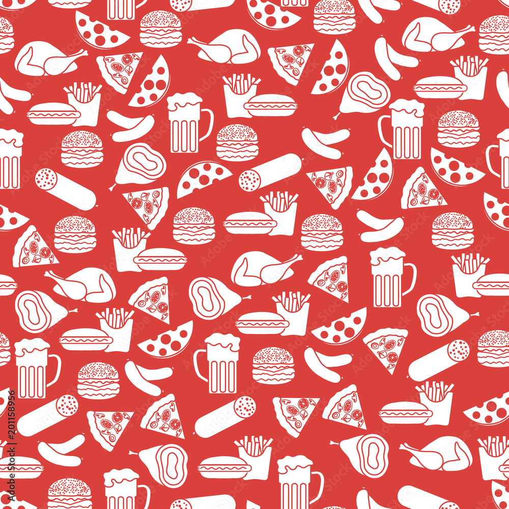 Seamless pattern with different foods. Seamless pattern with different foods.
