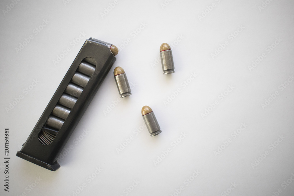 arms and bullets on white background arms and bullets on white background