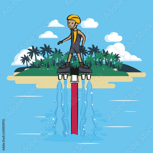 Flysurfing on the sea water sport vector illustration graphic design
