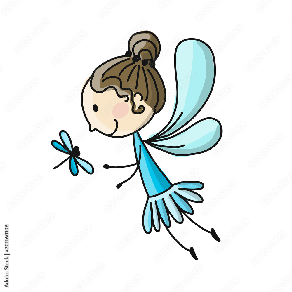 Cute little fairy, sketch for your design Cute little fairy, sketch for your design