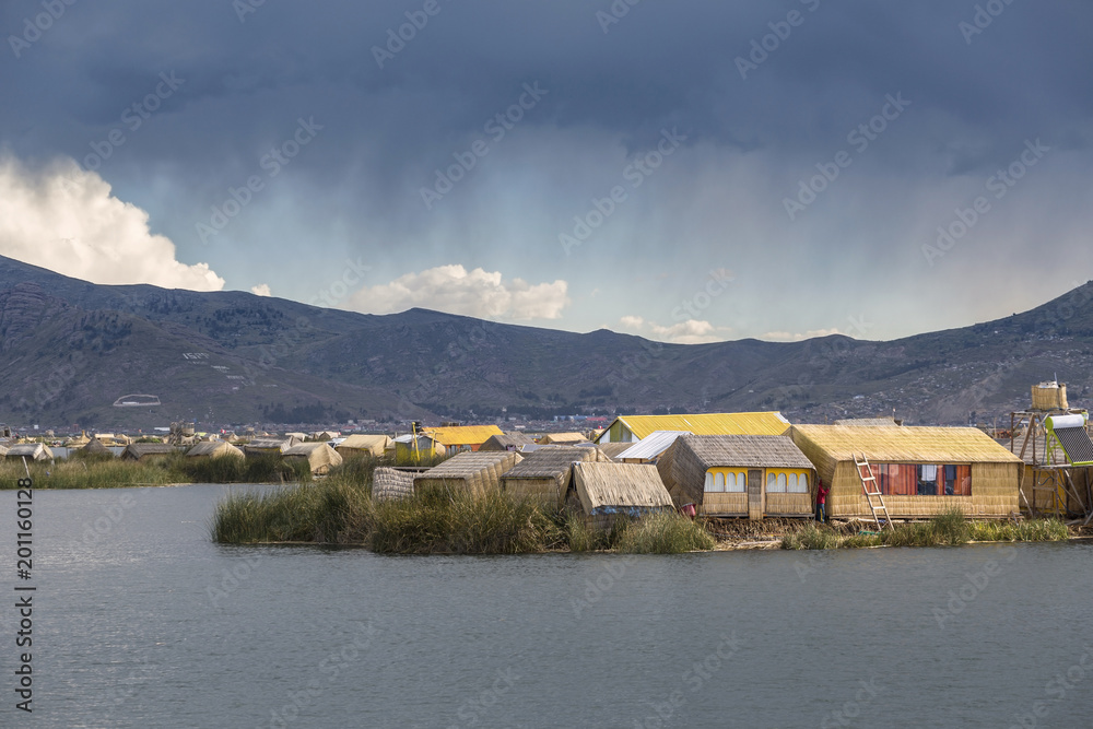 Uros floating island, lake Titicaca, Peru Uros floating island, lake Titicaca, Peru
