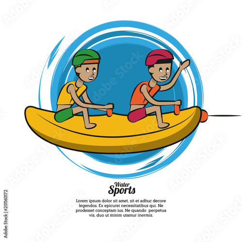 Water sport cartoons banana boat vector illustration graphic design