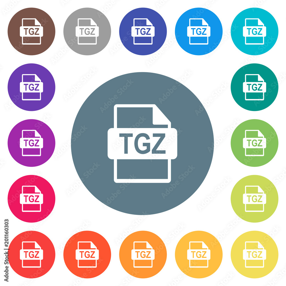 TGZ file format flat white icons on round color backgrounds TGZ file format flat white icons on round color backgrounds