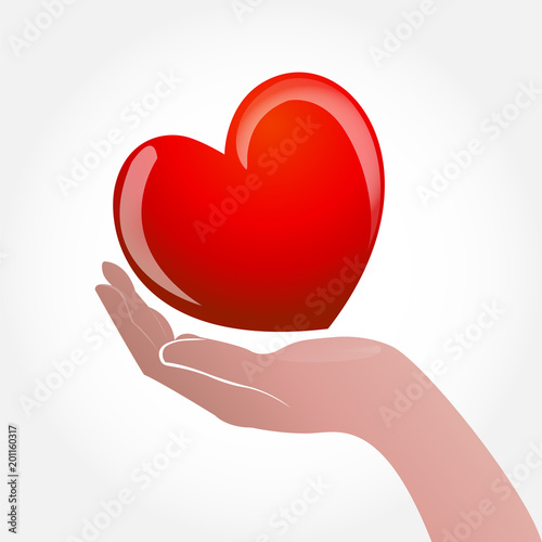 Logo hand caring a heart symbol