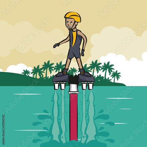Flysurfing on the sea water sport vector illustration graphic design