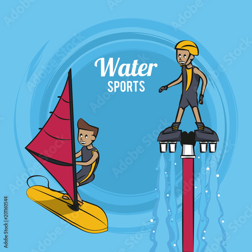 Flysurfing on the sea water sport vector illustration graphic design