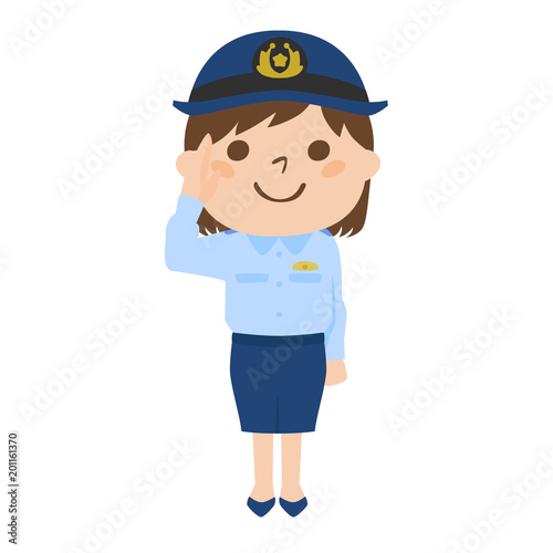 笑顔で敬礼する日本の女性警察官のイラスト Stock ベクター Adobe Stock