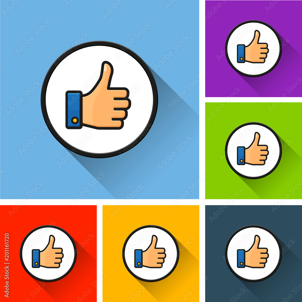 thumb icons with long shadow thumb icons with long shadow