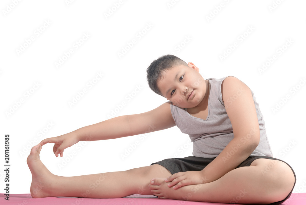 Obese fat boy doing workout to lose weight Obese fat boy doing workout to lose weight