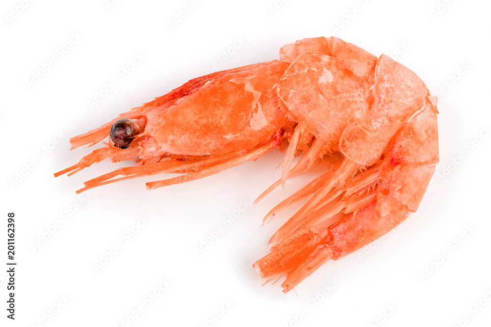 Red cooked prawn or shrimp isolated on white background