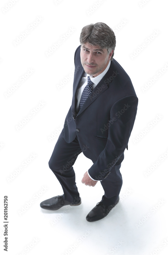 Top view confident businessman goes forward. Top view confident businessman goes forward.