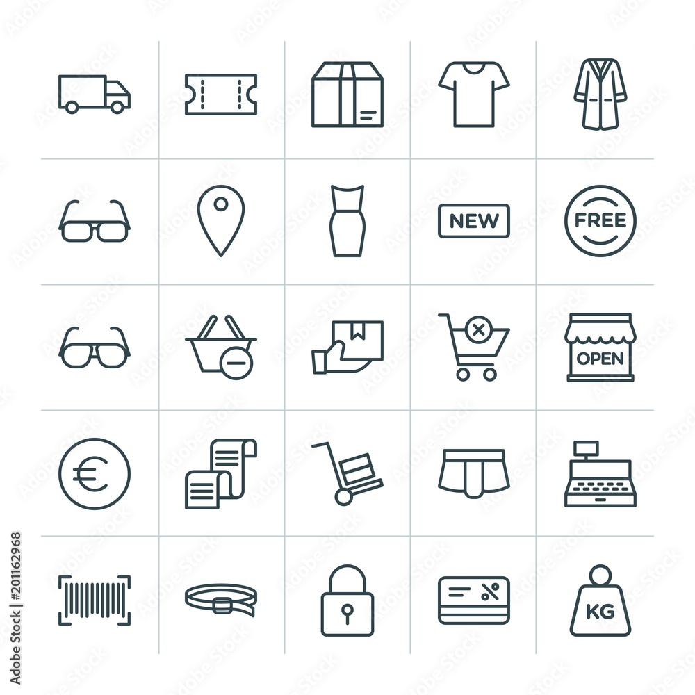 Modern Simple Set of clothes, shopping Vector outline Icons. ..Contains such Icons as cashier, shop, shorts, symbol, white, delivery and more on white background. Fully Editable. Pixel Perfect Modern Simple Set of clothes, shopping Vector outline Icons. ..Contains such Icons as cashier, shop, shorts, symbol, white, delivery and more on white background. Fully Editable. Pixel Perfect