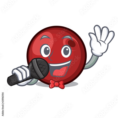 Singing cranberry mascot cartoon style