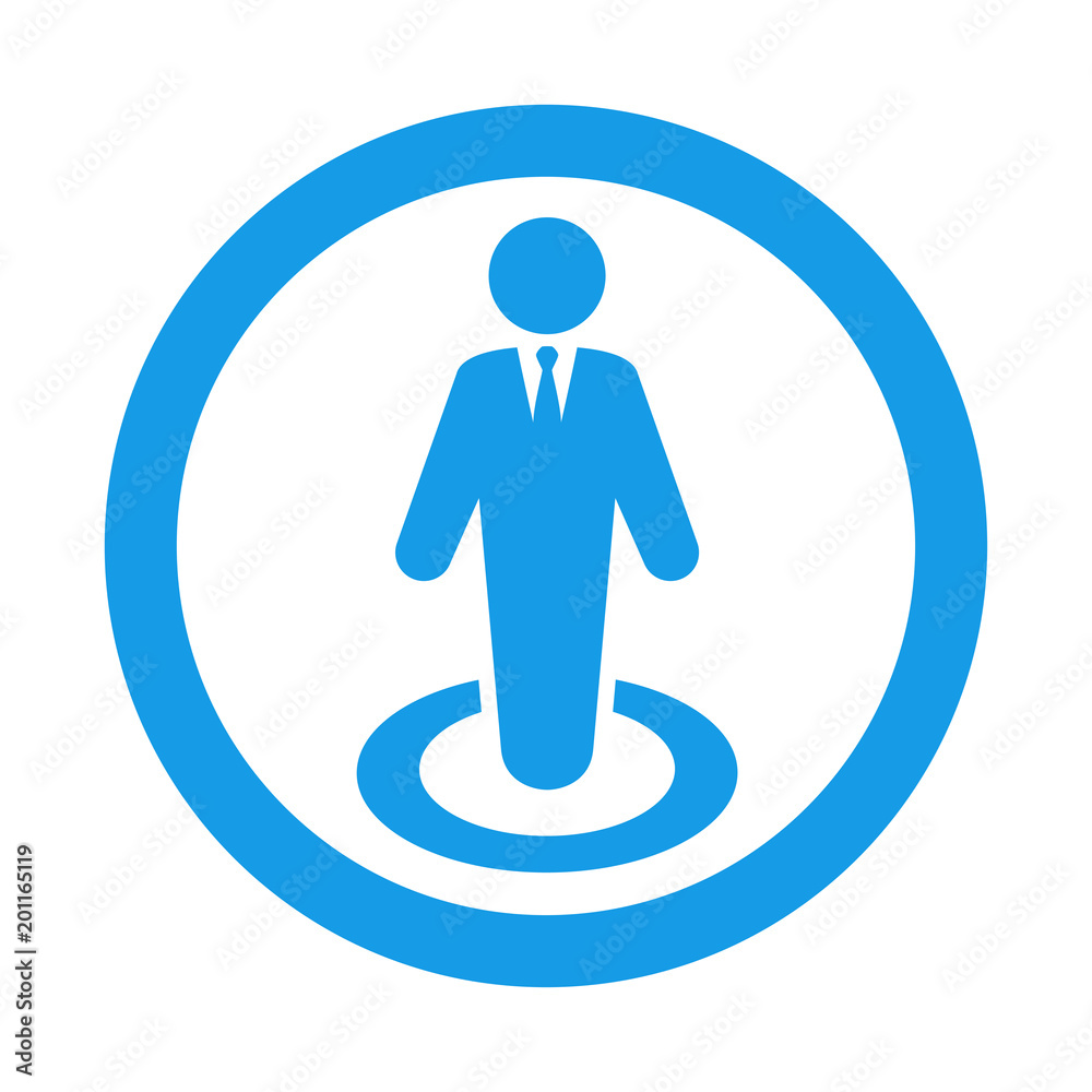cono plano hombre de negocios en círculo color azul cono plano hombre de negocios en círculo color azul