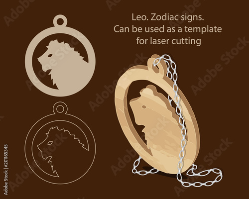 Leo. Zodiac signs. Can be used as a template for laser cutting