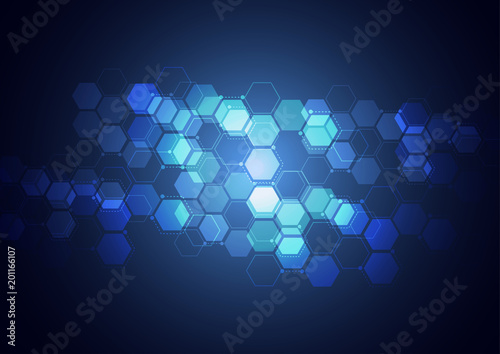 Abstract science concept background polygonal geometric design or banner with a DNA molecules. Vector illustration