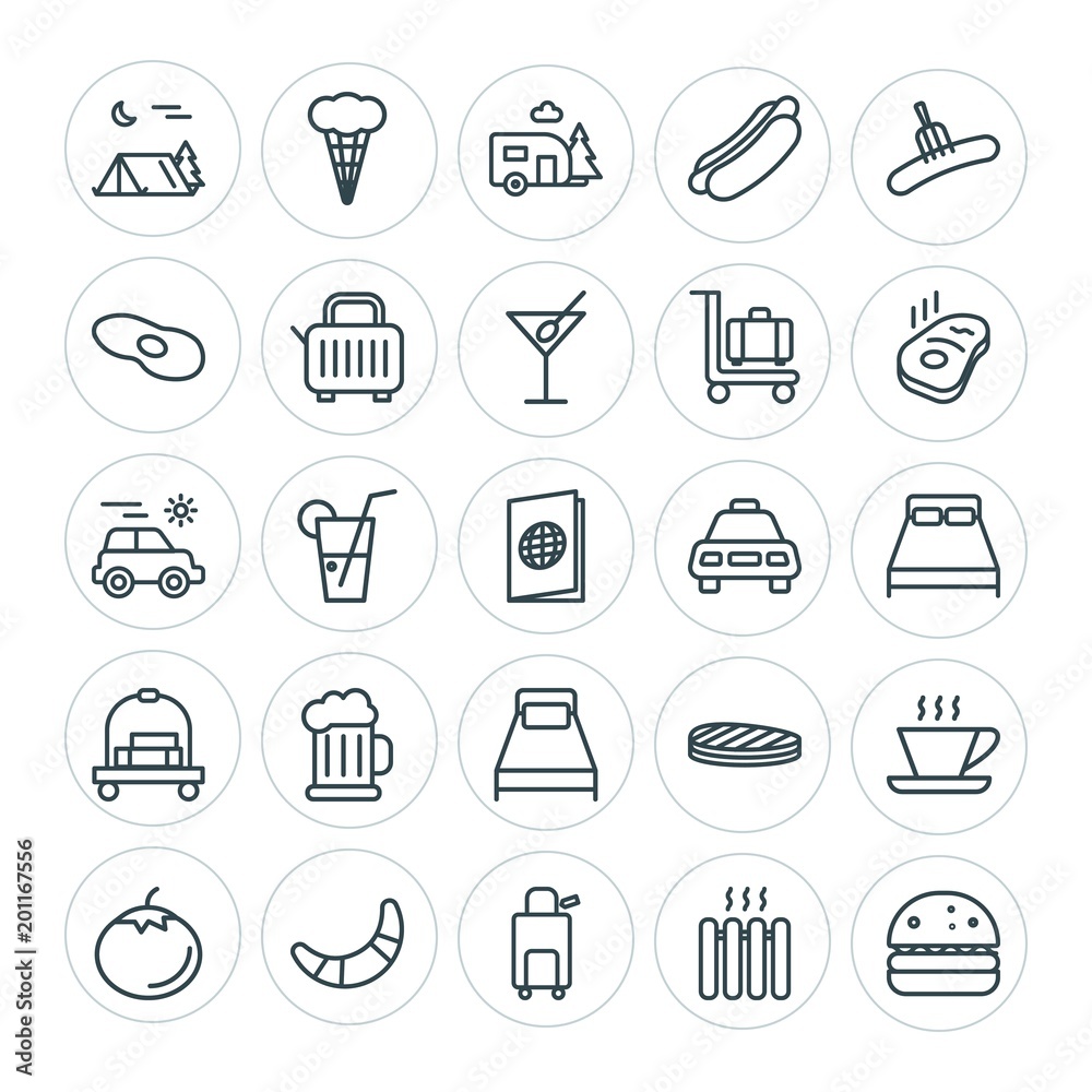 Modern Simple Set of food, hotel, drinks, travel Vector outline Icons. ..Contains such Icons as sweet, food, bag, mustard, cup, hot, room and more on white background. Fully Editable. Pixel Perfect Modern Simple Set of food, hotel, drinks, travel Vector outline Icons. ..Contains such Icons as sweet, food, bag, mustard, cup, hot, room and more on white background. Fully Editable. Pixel Perfect