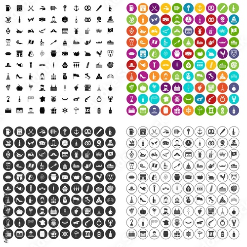 100 alcohol icons set vector in 4 variant for any web design isolated on white