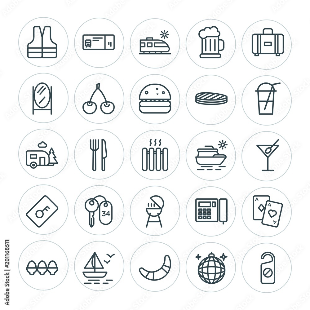 Modern Simple Set of food, hotel, drinks, travel Vector outline Icons. ..Contains such Icons as sail, hotel, railway, luck, water, ball and more on white background. Fully Editable. Pixel Perfect Modern Simple Set of food, hotel, drinks, travel Vector outline Icons. ..Contains such Icons as sail, hotel, railway, luck, water, ball and more on white background. Fully Editable. Pixel Perfect