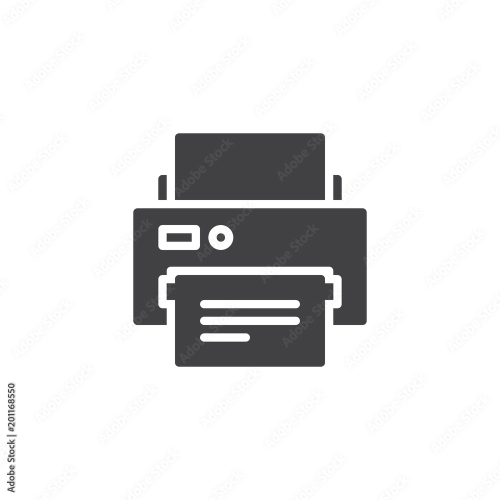 Printer and paper document vector icon. filled flat sign for mobile concept  and web design. Printing machine simple solid icon. Print symbol, logo  illustration. Pixel perfect vector graphics vector de Stock