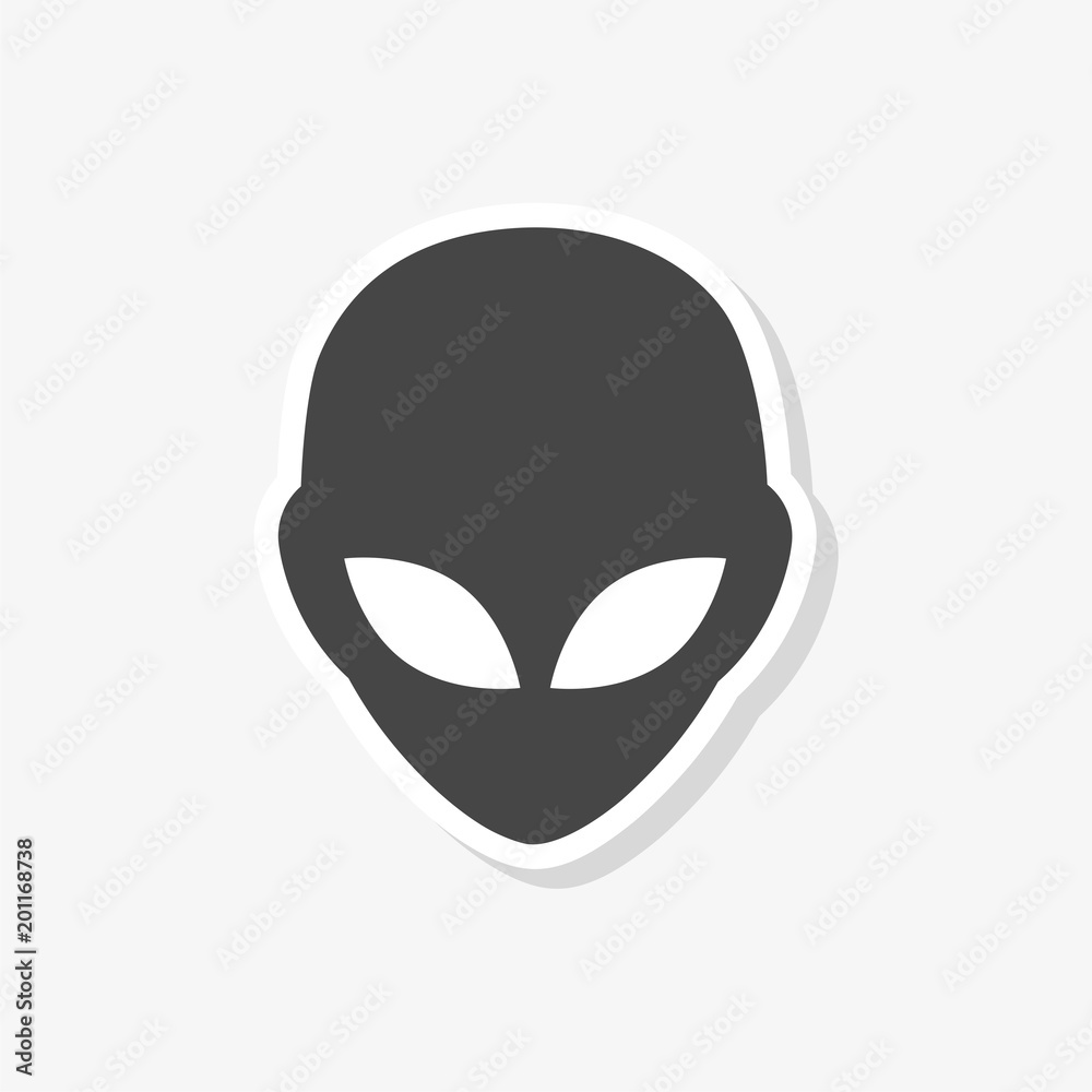 Alien head sticker, Extraterrestrial alien face, simple vector icon Alien head sticker, Extraterrestrial alien face, simple vector icon