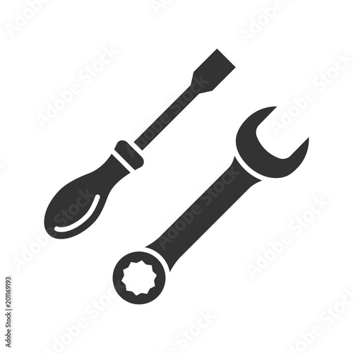 Screwdriver and spanner glyph icon