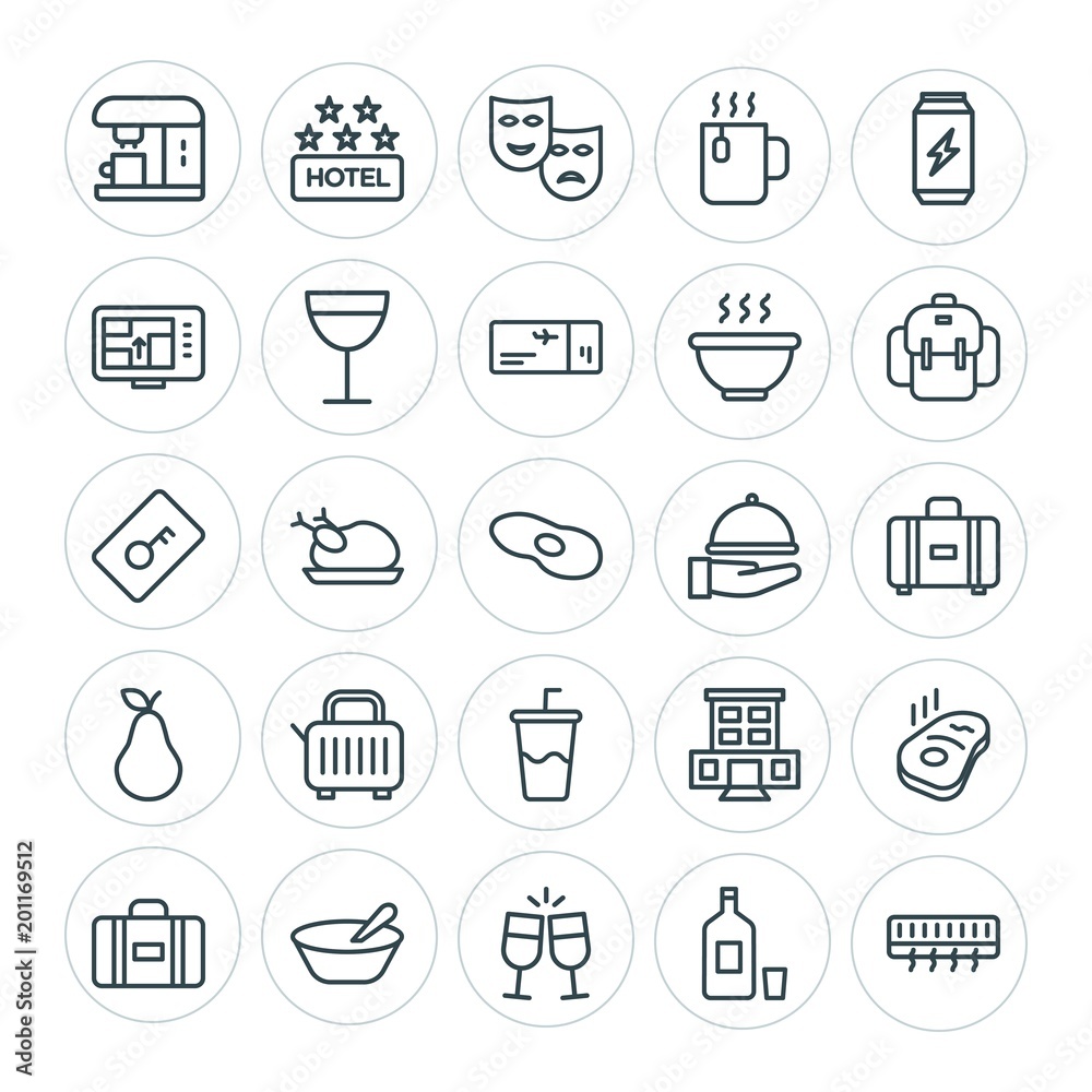 Modern Simple Set of food, hotel, drinks, travel Vector outline Icons. ..Contains such Icons as baggage, celebration, temperature, toast and more on white background. Fully Editable. Pixel Perfect Modern Simple Set of food, hotel, drinks, travel Vector outline Icons. ..Contains such Icons as baggage, celebration, temperature, toast and more on white background. Fully Editable. Pixel Perfect
