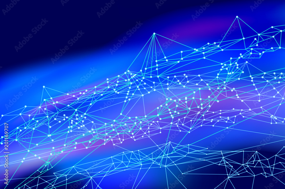 青のネットワークテクノロジー抽象背景素材 Stock ベクター Adobe Stock