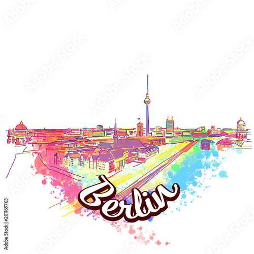 Berlin Skyline Drawing Art Concept