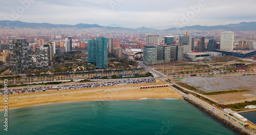 Panorama of Barcelona with Mediterranean