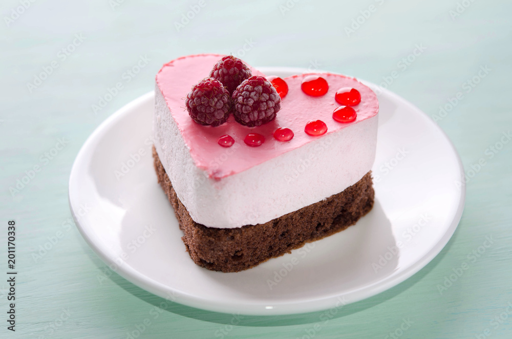 nice small cake in the form of heart on the table nice small cake in the form of heart on the table